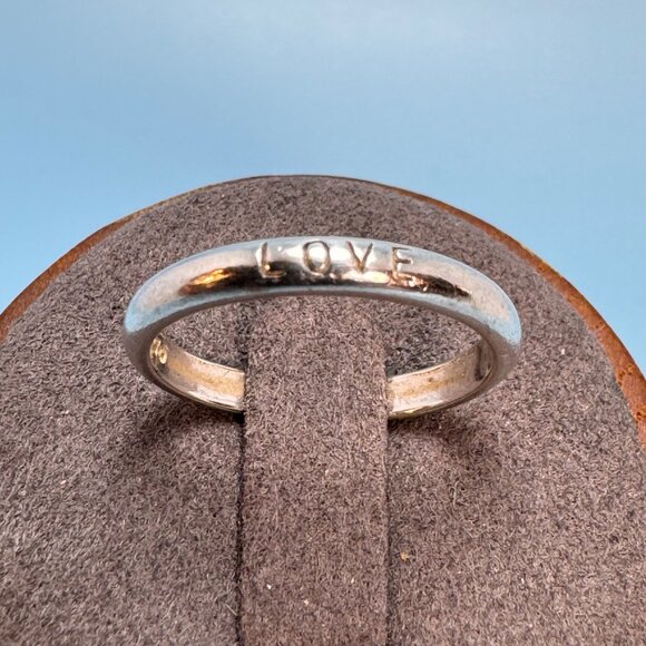 VTG Solid Sterling Silver 925 Half Round "Love" Wedding Band Ring Size 6.75 - Picture 4 of 9